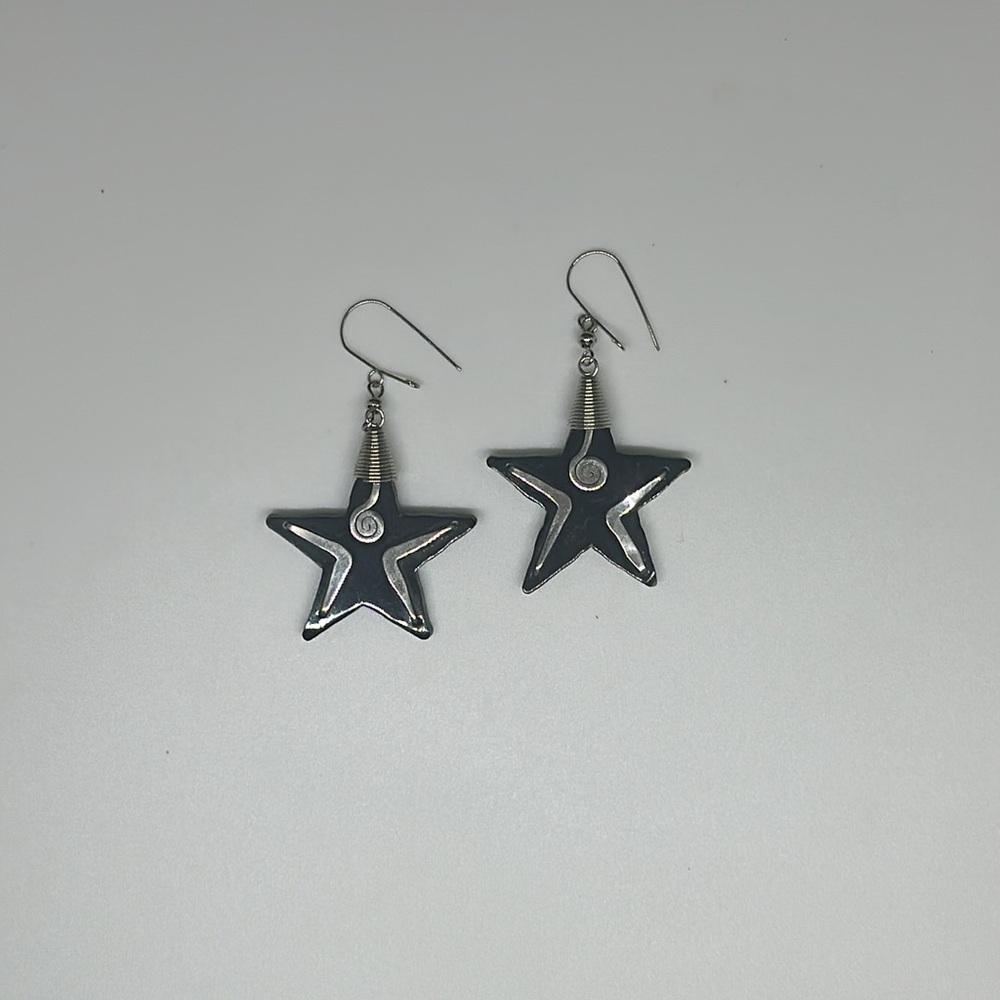 Brand new horn earrings handcrafted with “alpaca” metal handmade South American
